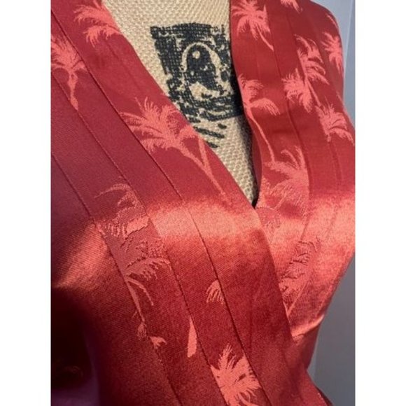#81 NWT Silky Palm Print Dress Orange Short Sleeve V Neck Dress XS, S, M - Picture 7 of 12